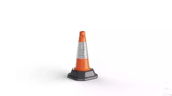 Road Cone 02 Orange Low-poly 3D model 3