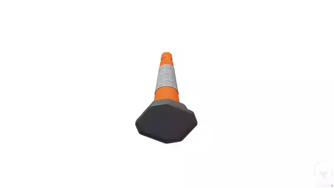Road Cone 02 Orange Low-poly 3D model 2