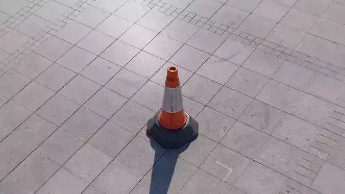 Road Cone 02 Orange Low-poly 3D model 4