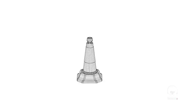 Road Cone 02 Orange Low-poly 3D model 7