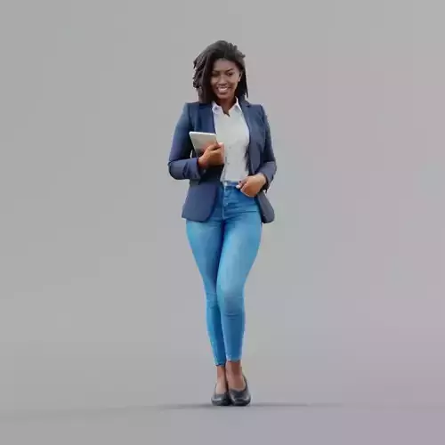 Black woman suit tablet 3D model