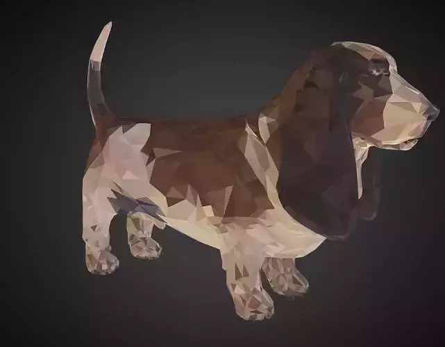 Dog Basset Hound Low Polygon Art Farm Animal