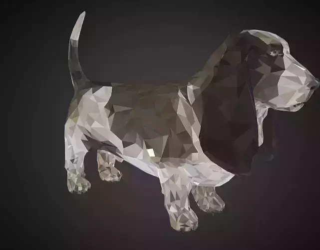 Dog Black Basset Hound Low Polygon Art Animal