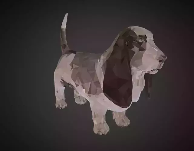 Dog Basset Hound Low Polygon Art Farm Low-poly 3D model