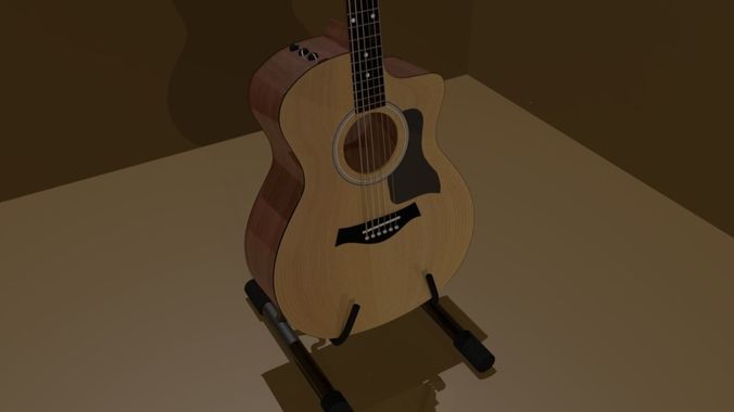 Acoustic Guitar Taylor 114ce  With Stand Low-poly 3D model