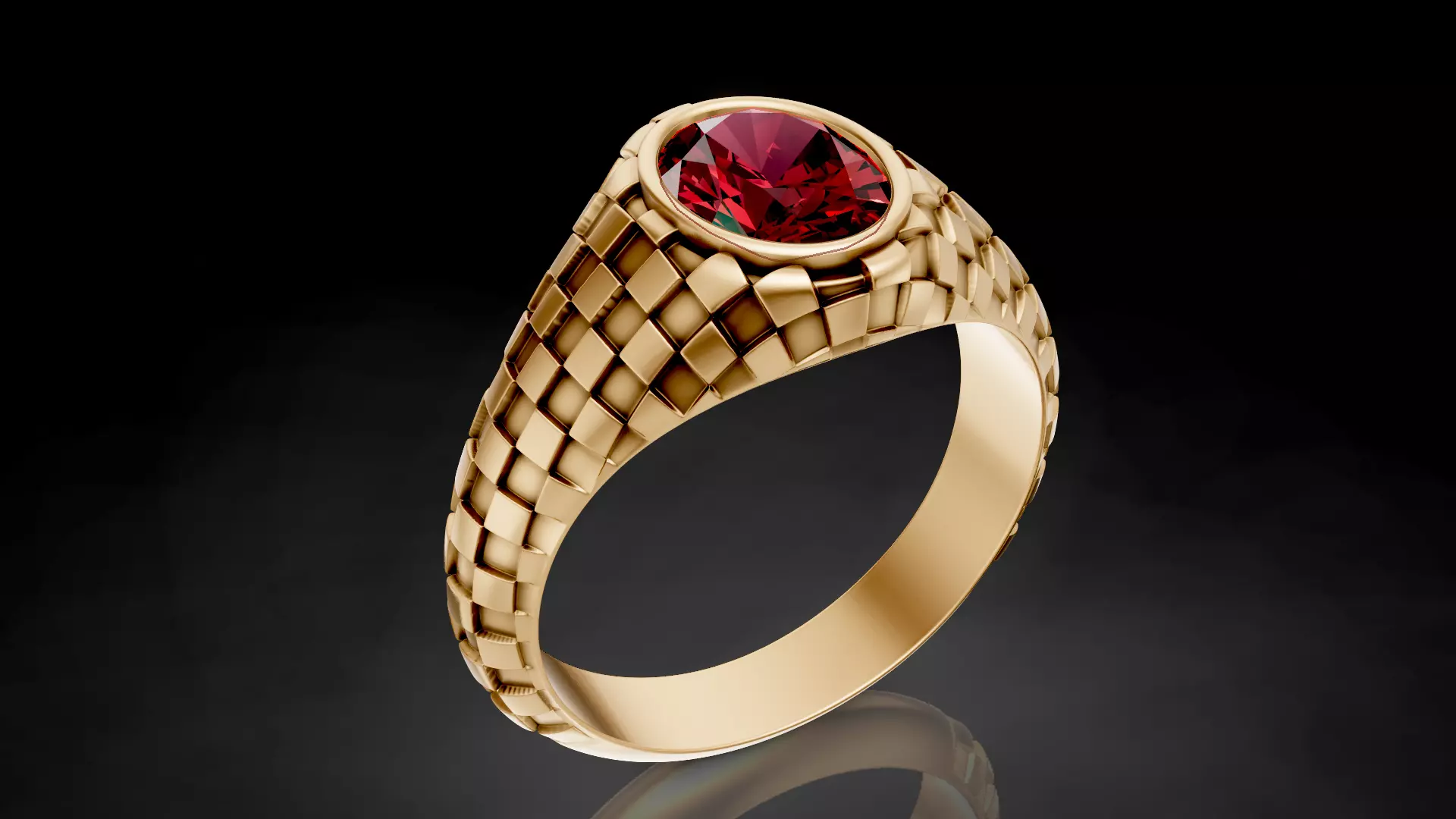 Checked lux ring silver gold jewelry printable 3d model 3D print model