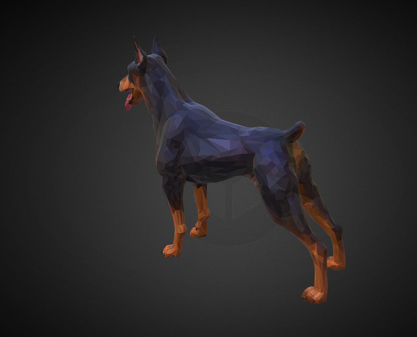 Doberman Black Low Polygon Art Animal Low-poly 3D model_5