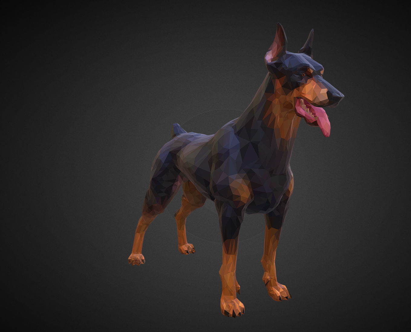 Doberman Black Low Polygon Art Animal Low-poly 3D model_2