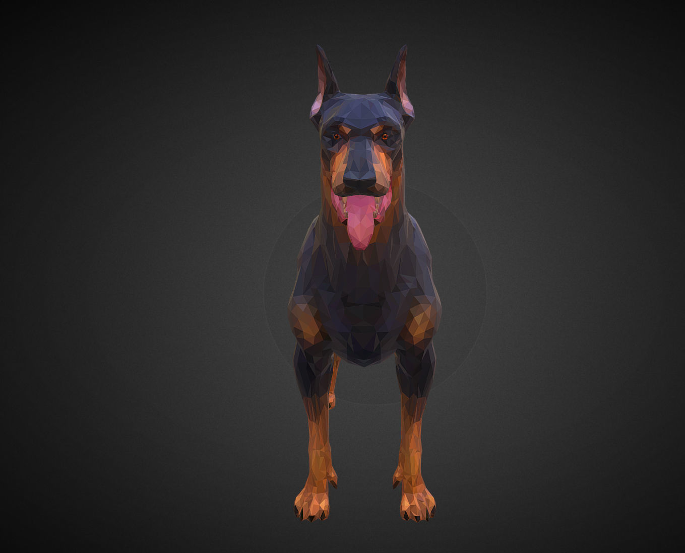 Doberman Black Low Polygon Art Animal Low-poly 3D model_6
