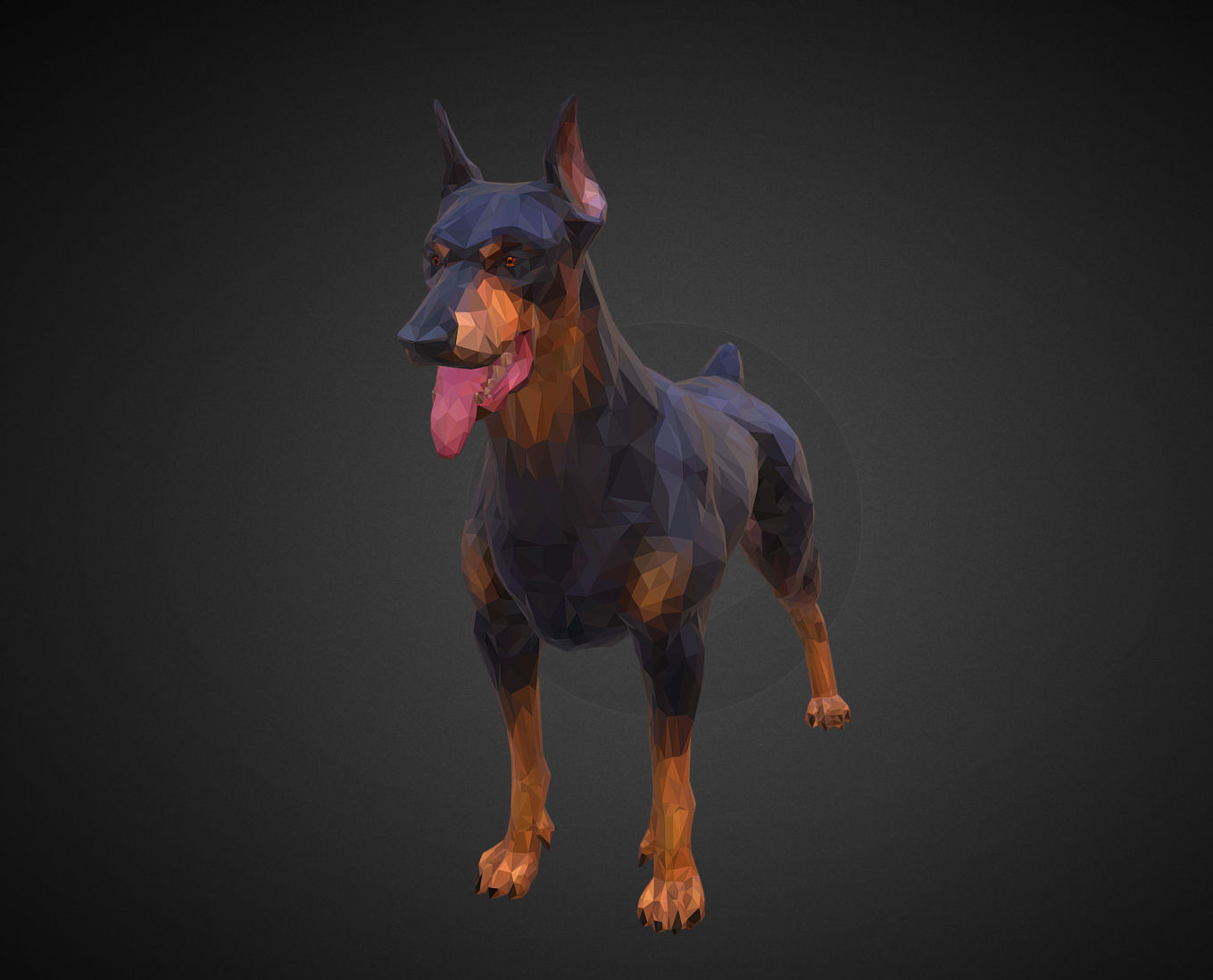 Doberman Black Low Polygon Art Animal Low-poly 3D model_7