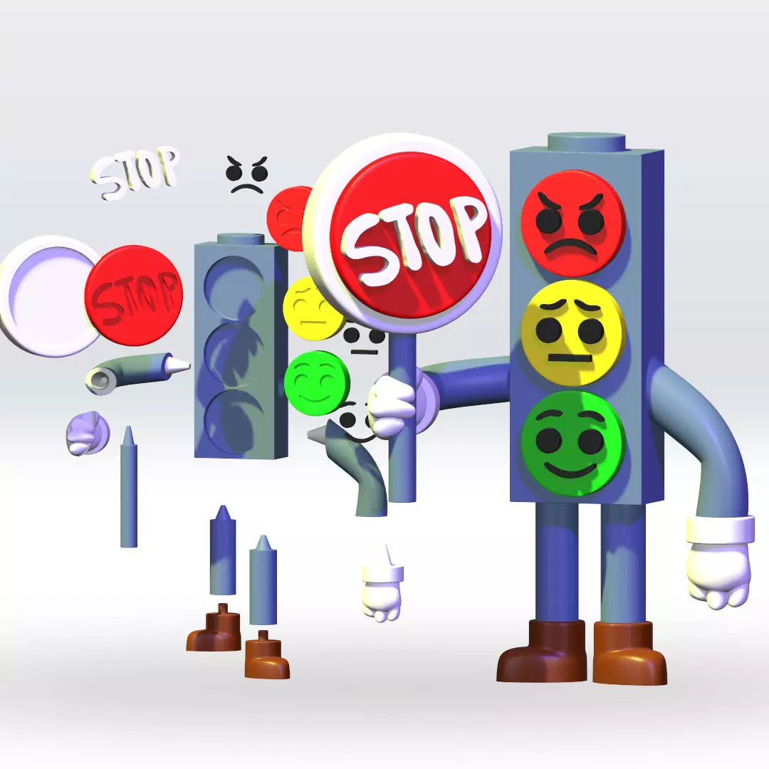 Stoppo Luminino Brainrot STL Multipart 3D print model