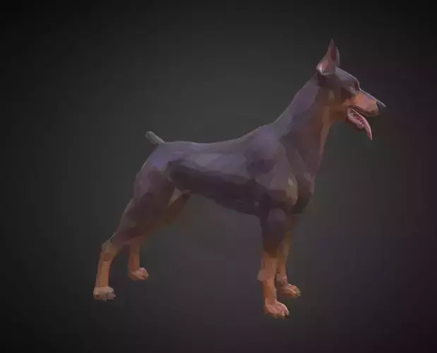 Doberman Brown Low Polygon Art Animal Low-poly 3D model