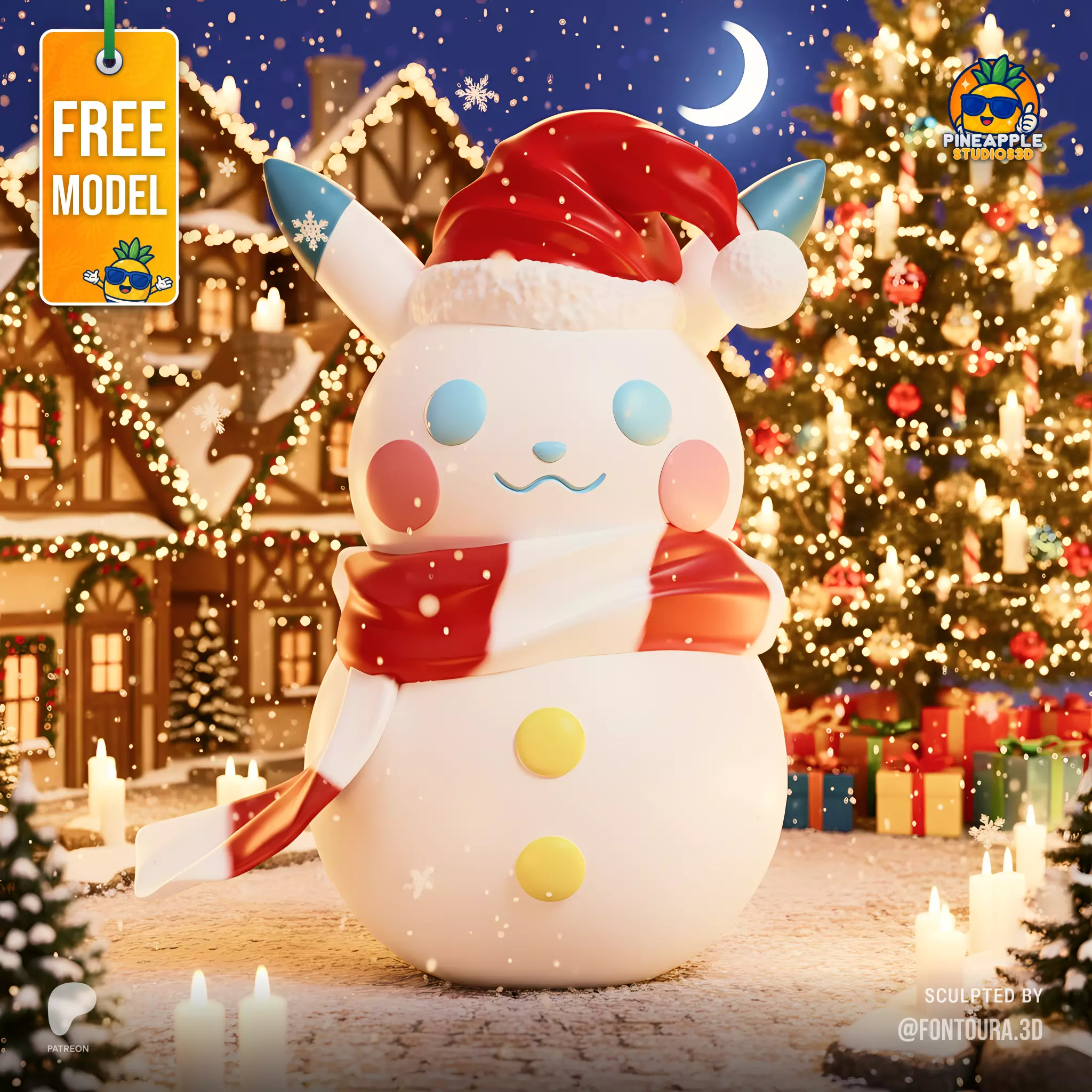Pokemon - Snowman Pikachu 3MF Free 3D print model