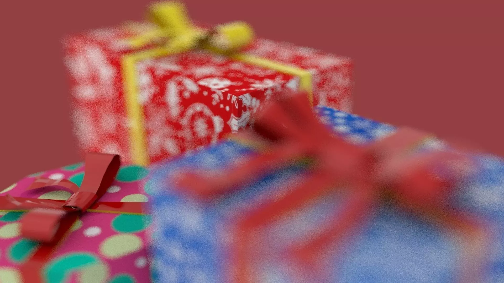 Xmas Gifts Low-poly 3D model_0