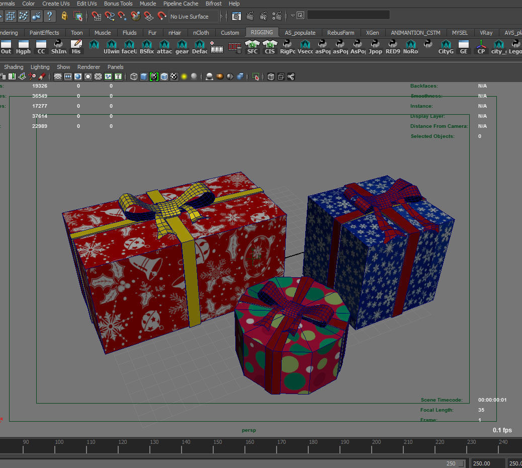 Xmas Gifts Low-poly 3D model_4