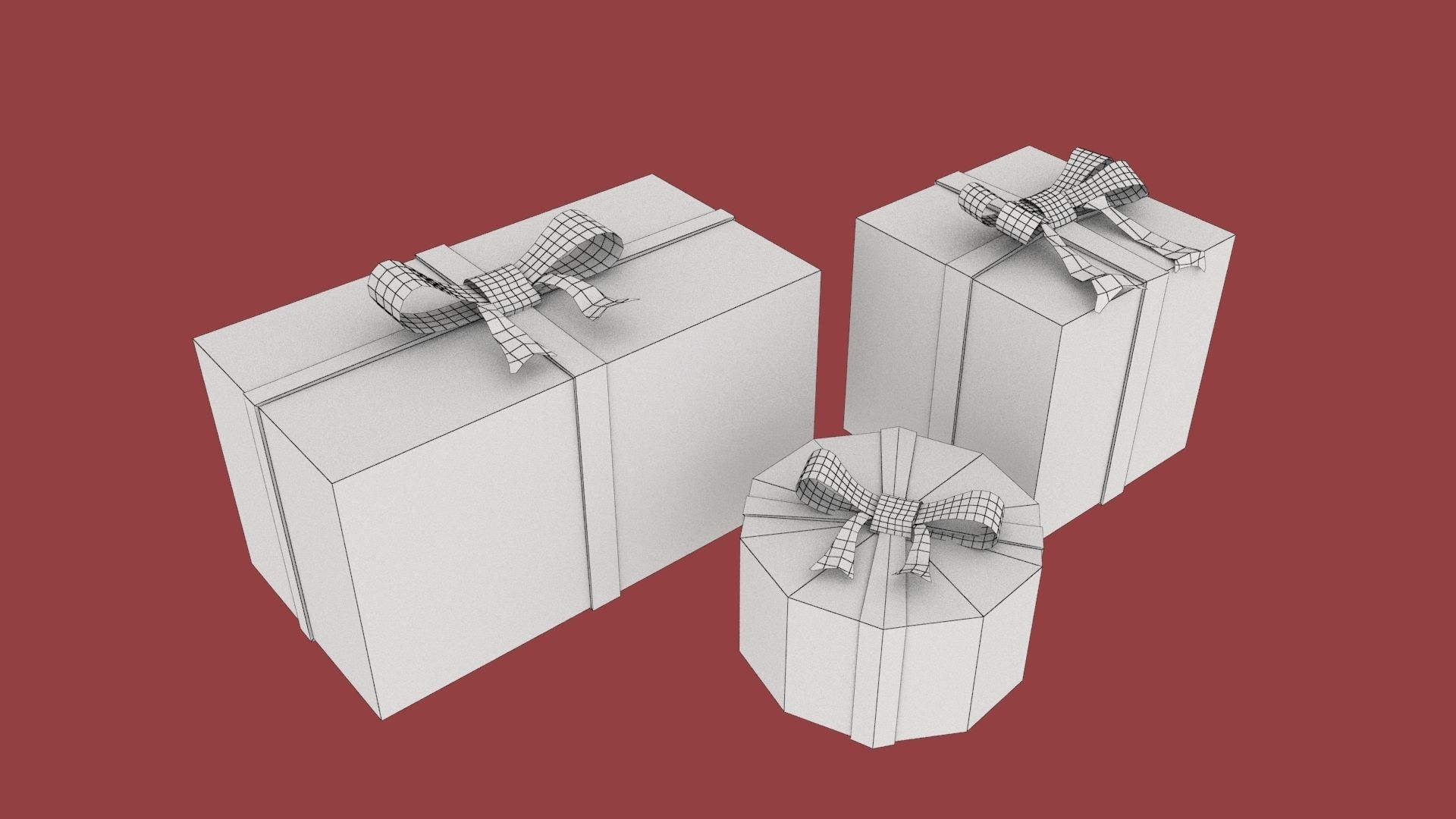Xmas Gifts Low-poly 3D model_3