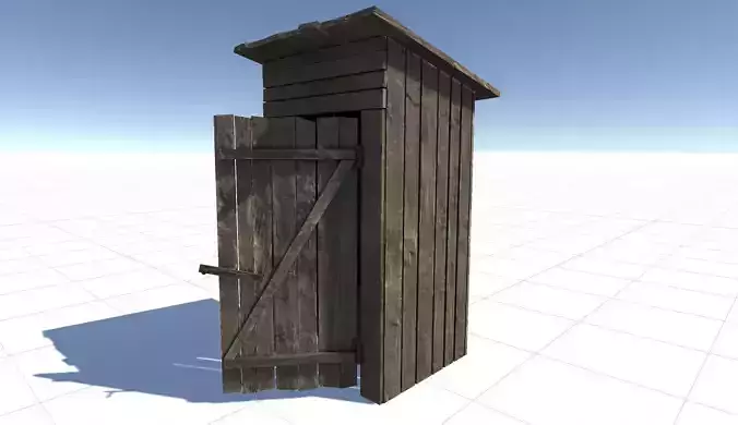 Outhouse wooden Low-poly 3D model