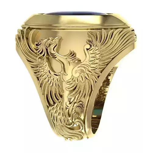 Phoenix Oval Cabochon Ring 3D Model 3D print model