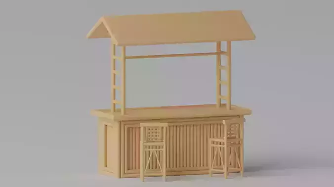 Tropical Bamboo Beach Bar Tiki 3D model