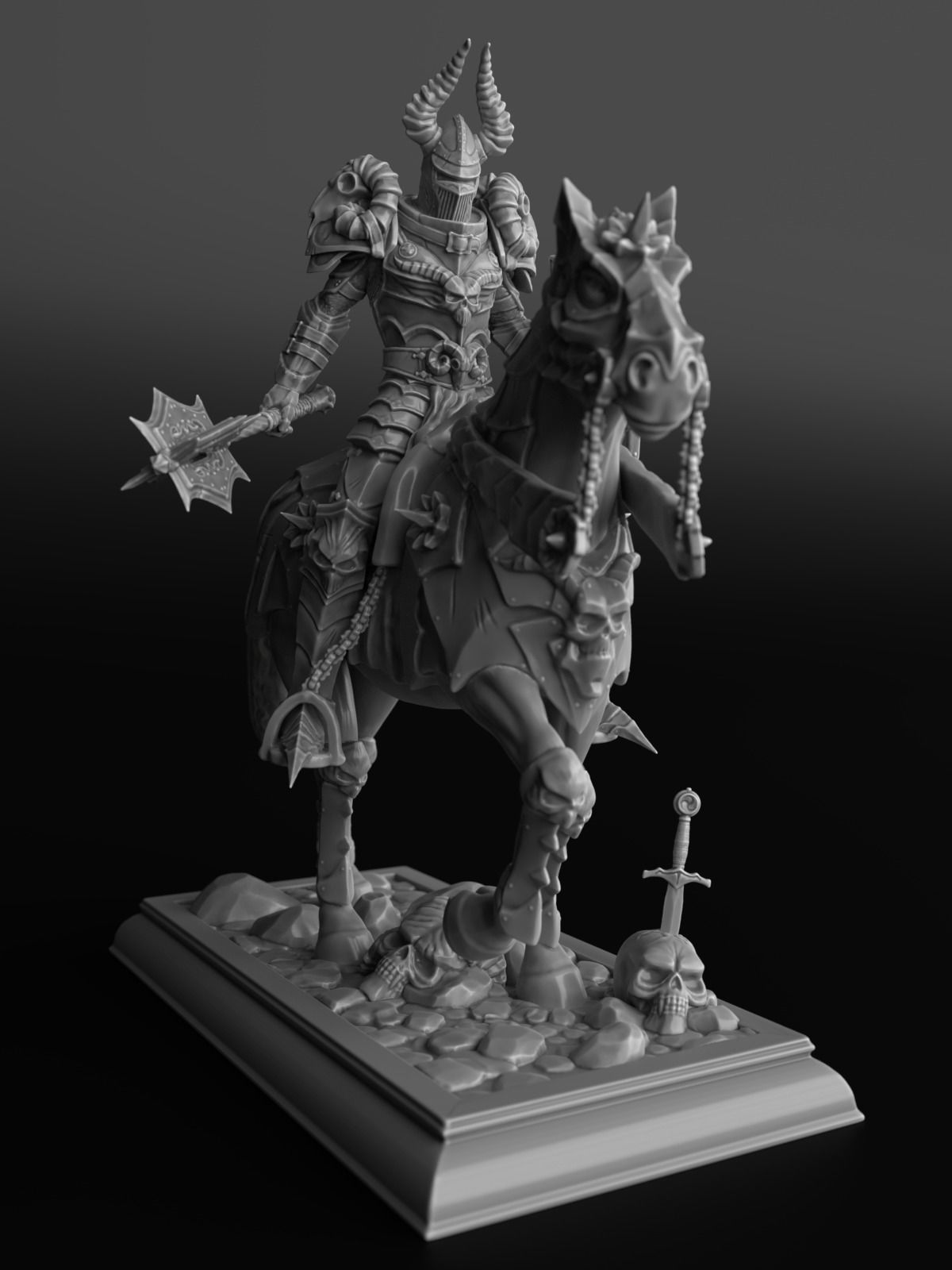 Warrior on horse - kit for 3D printing 3D print model_19