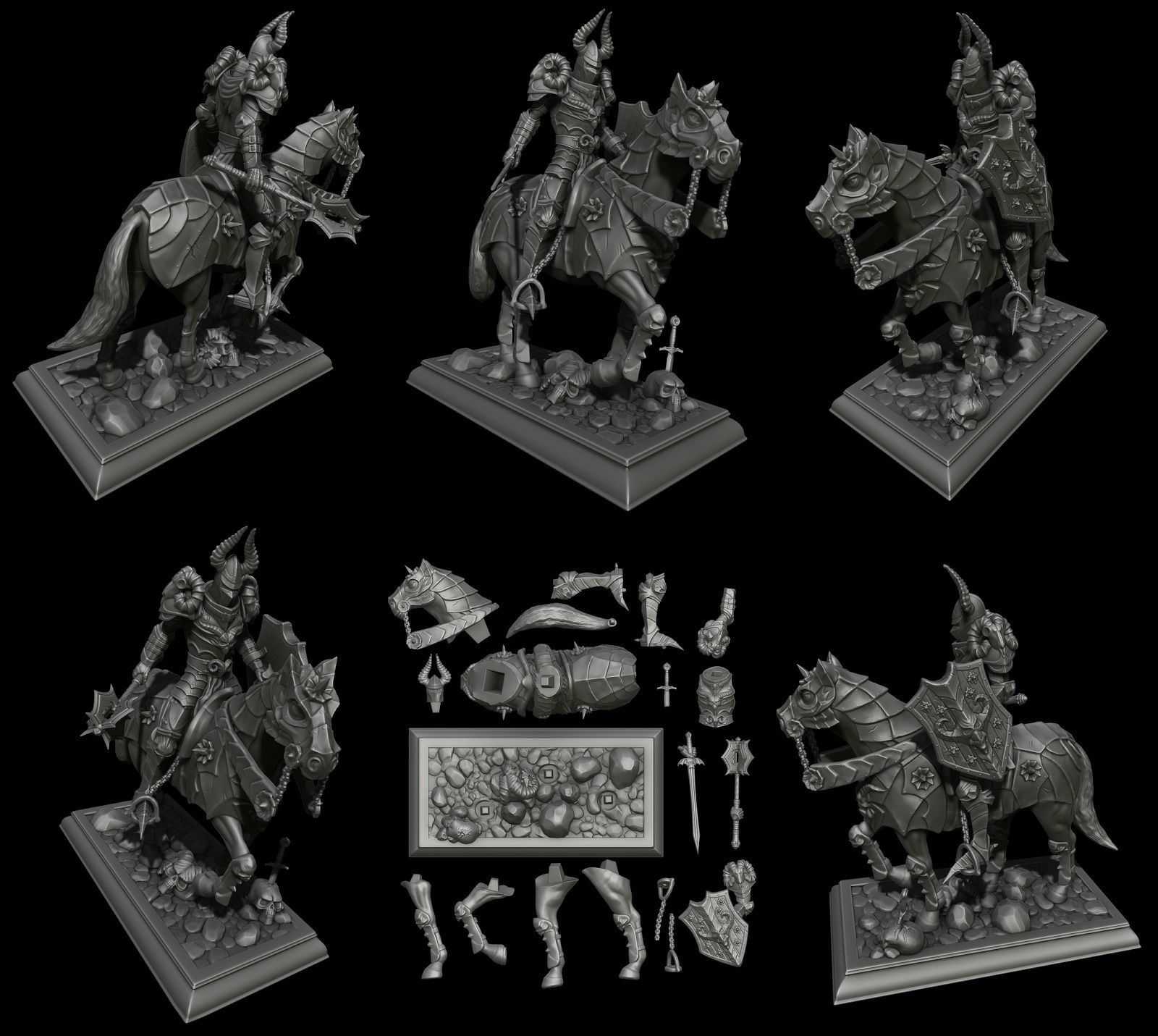 Warrior on horse - kit for 3D printing 3D print model_20