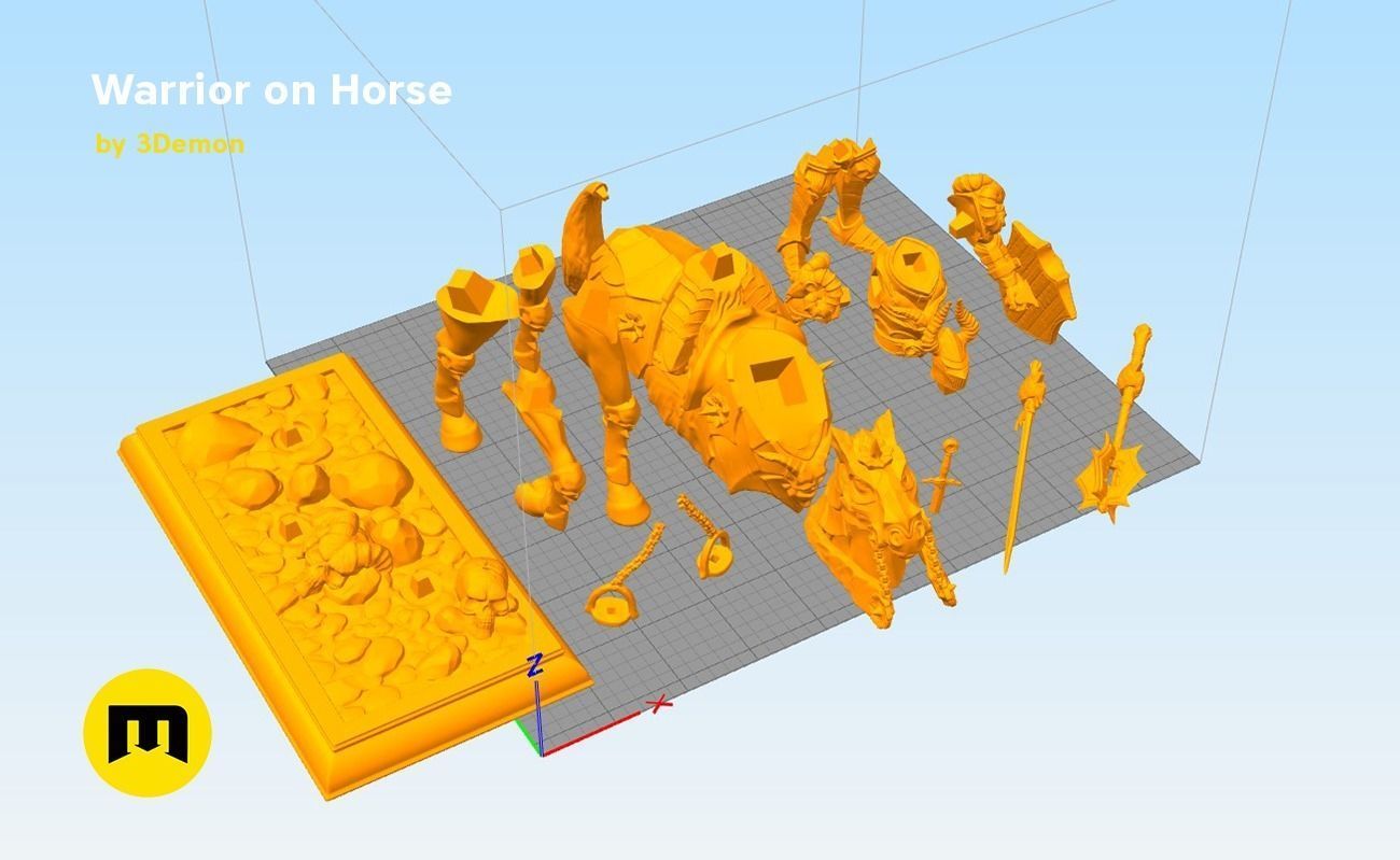 Warrior on horse - kit for 3D printing 3D print model_7