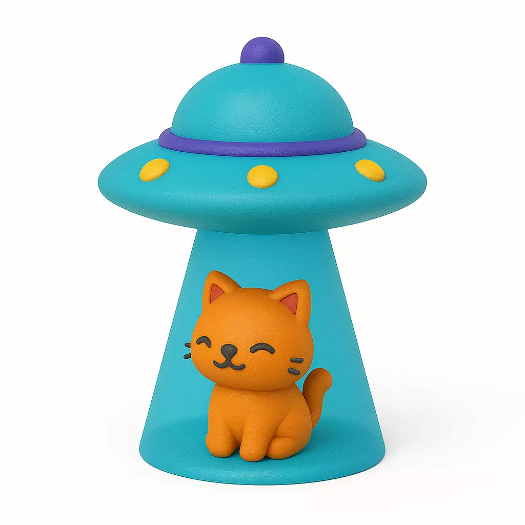 UFO Cat Abduction Scene 3D print model