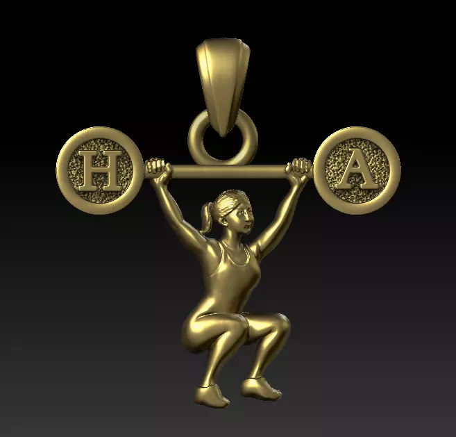 Female Weightlifting Pendant 3D Mode 3D print model