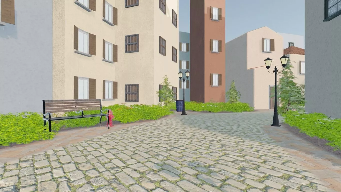 Coastal Village Landscape 3D model