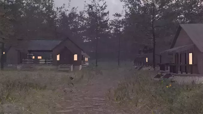 Charming Forest Village 3D model 7