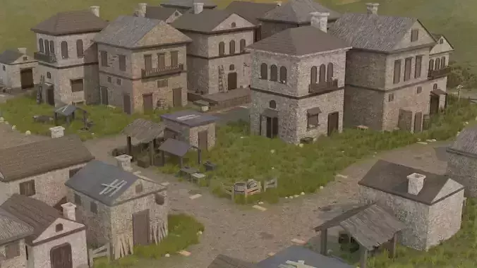 Medieval Village In A Landscape 3D model
