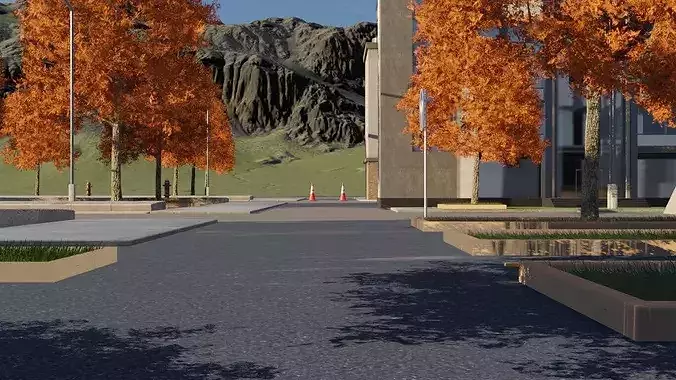 Autumn Retail Park 3D model 7