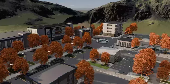 Autumn Retail Park 3D model 4
