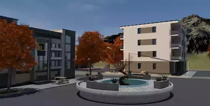 Autumn Retail Park 3D model 3