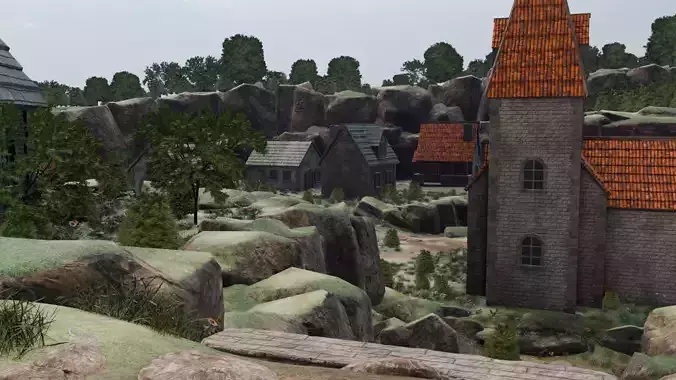Hillside Village 3D model 7