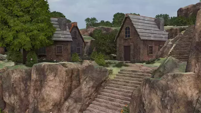 Hillside Village 3D model 5