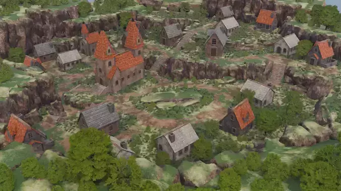 Hillside Village 3D model 2