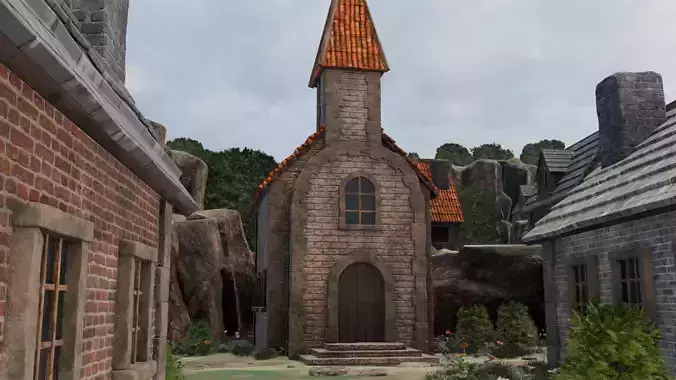 Hillside Village 3D model 4