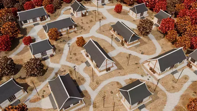 Autumn Village Architecture 3D model