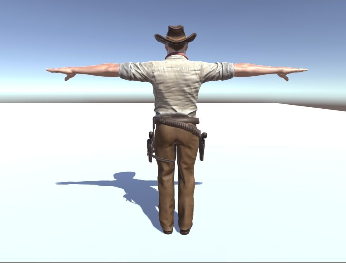 Western Cowboy Low-poly 3D model_2