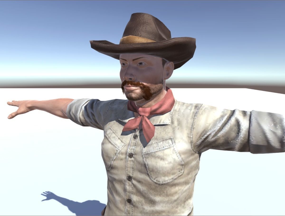 Western Cowboy Low-poly 3D model_5