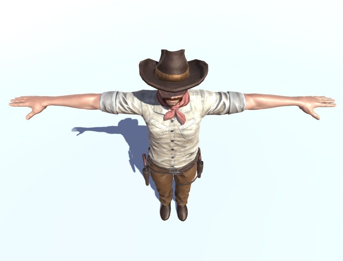 Western Cowboy Low-poly 3D model_4