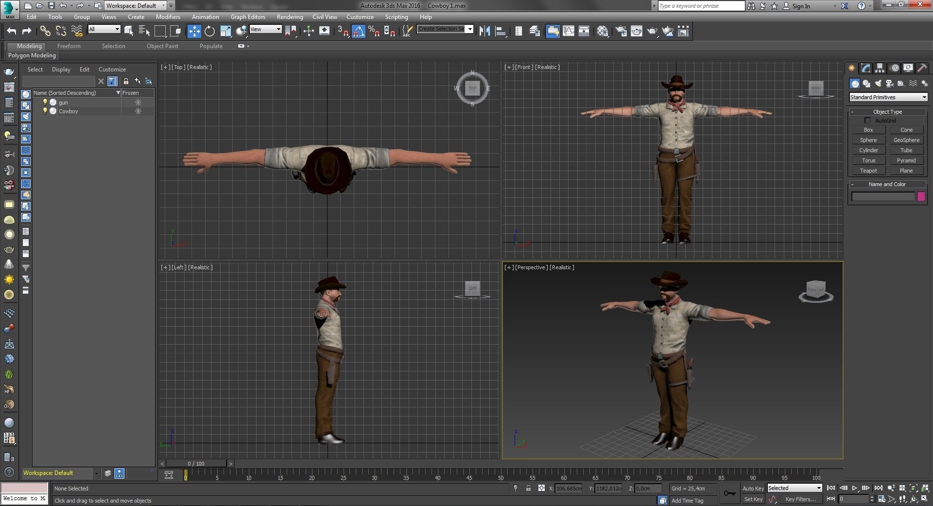 Western Cowboy Low-poly 3D model_10