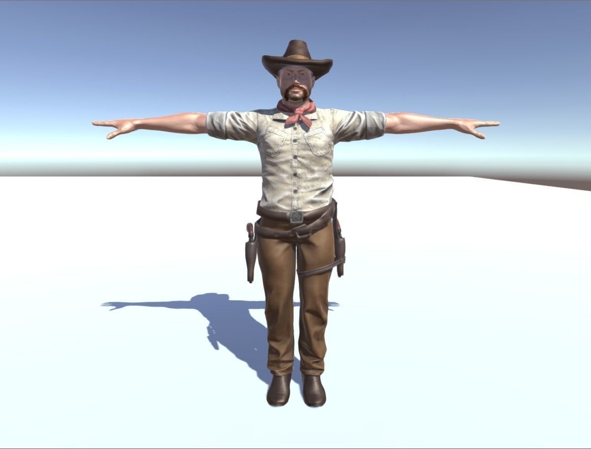 Western Cowboy Low-poly 3D model_1