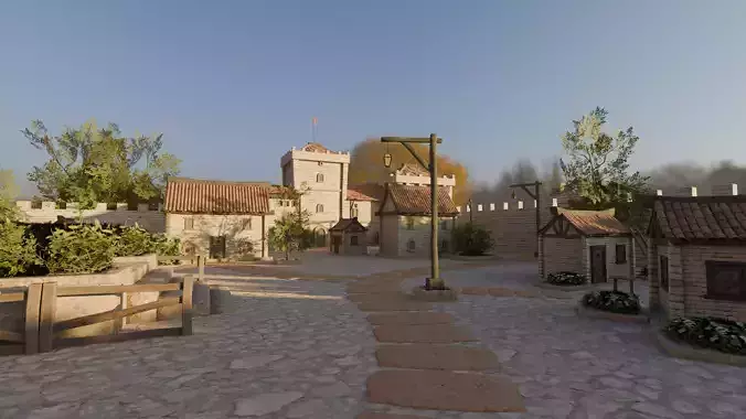 Medieval Castle Town Model 3D model