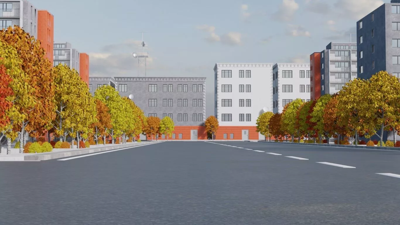 Autumn Neighborhood Aerial View 3D model