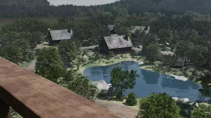 Village Landscape 3D model 3
