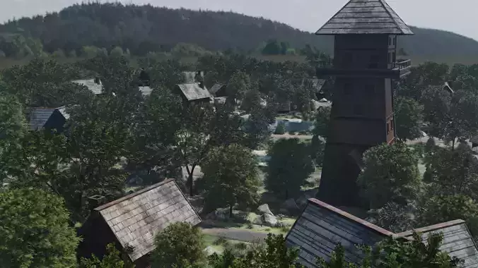 Village Landscape 3D model 2