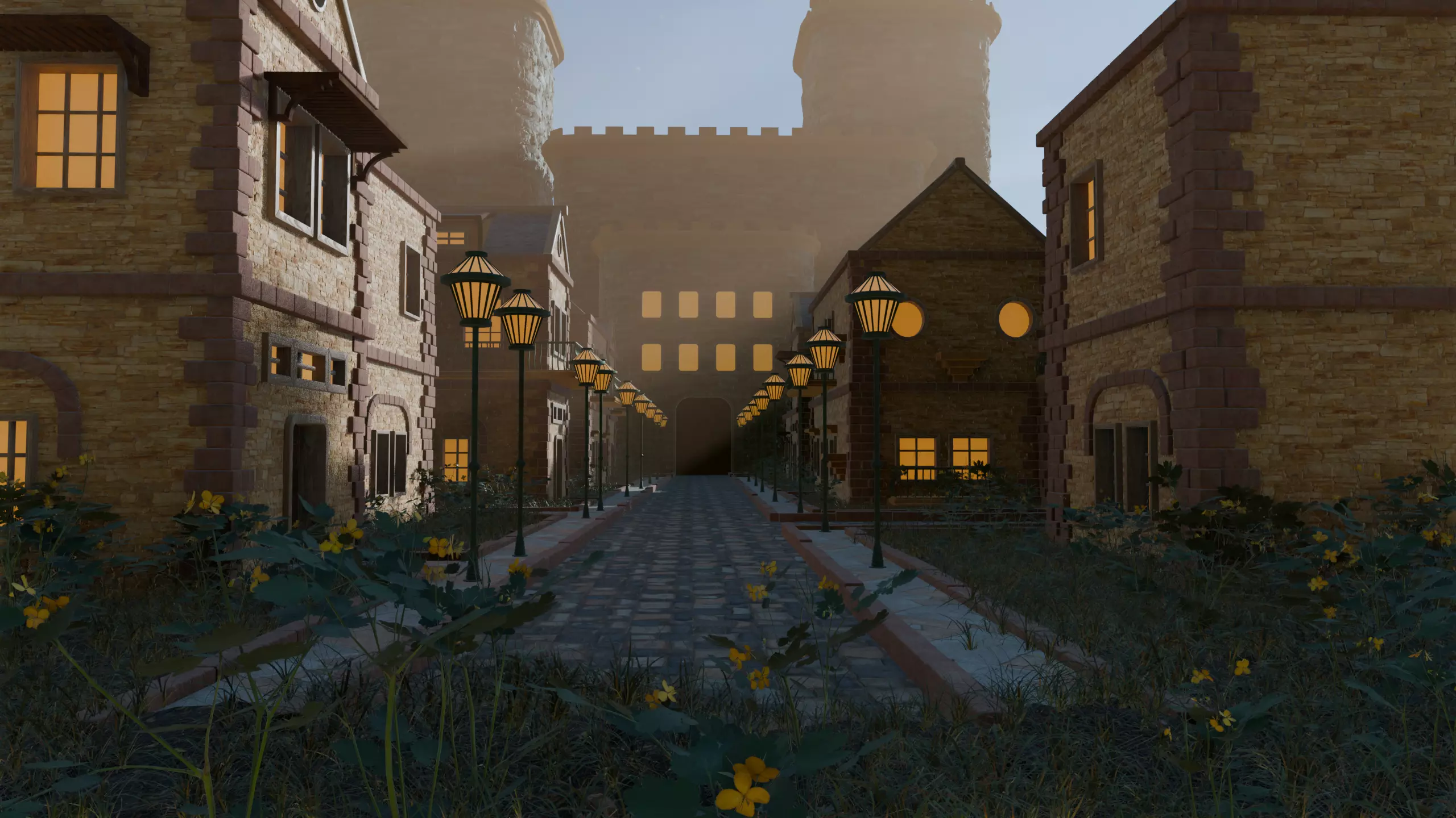 Medieval Fortress And Village 3D model