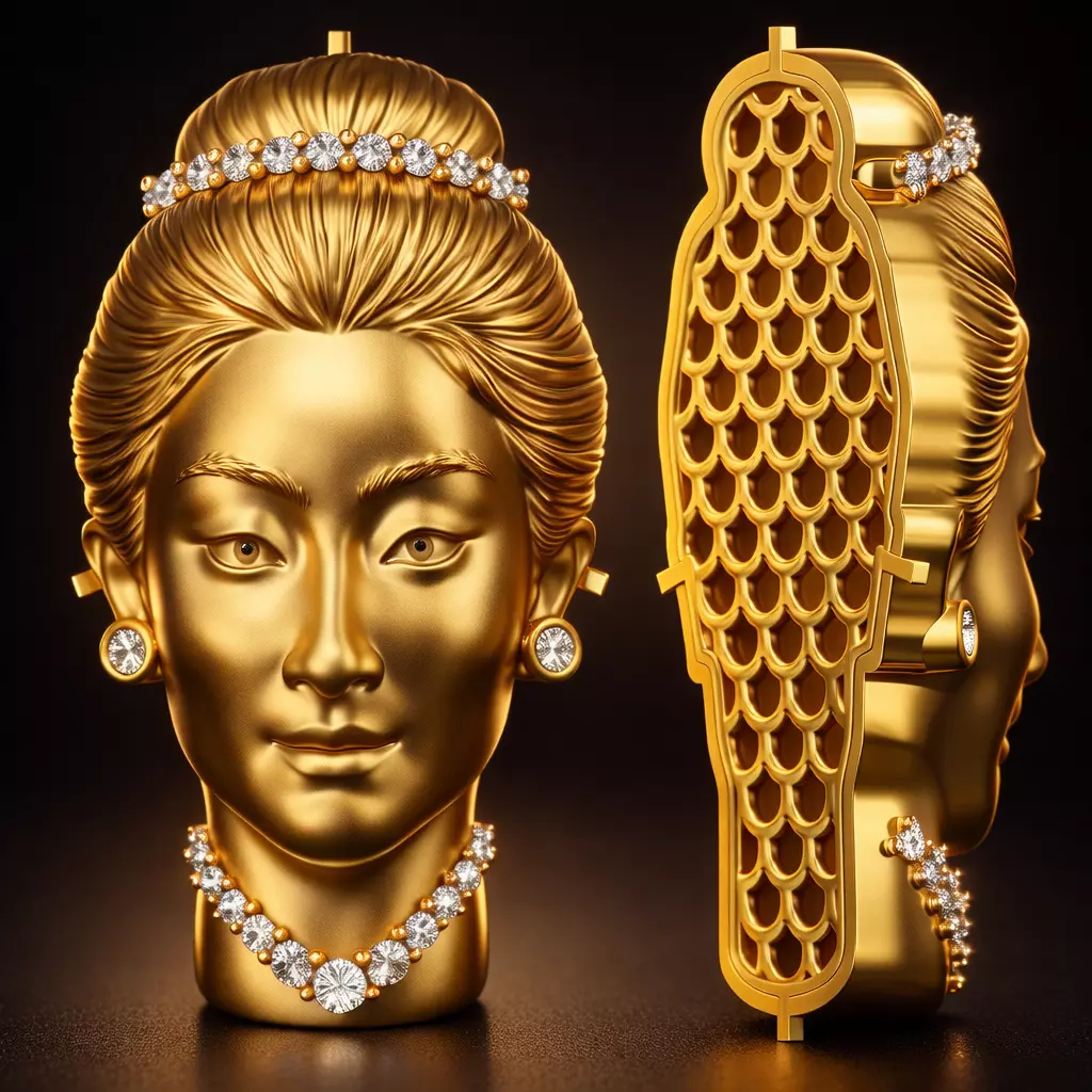 Elegant Female Portrait Pendant 3D Model 3D print model